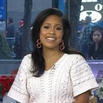 Sheinelle’s white short sleeve cable knit sweater on Today