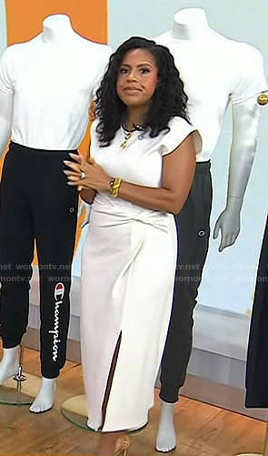 Sheinelle's ivory twisted waist dress on Today