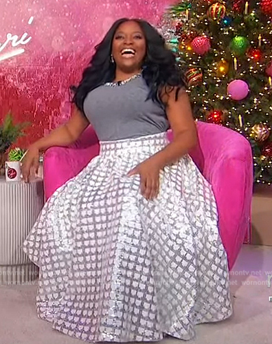 Sherri's metallic check skirt on Sherri