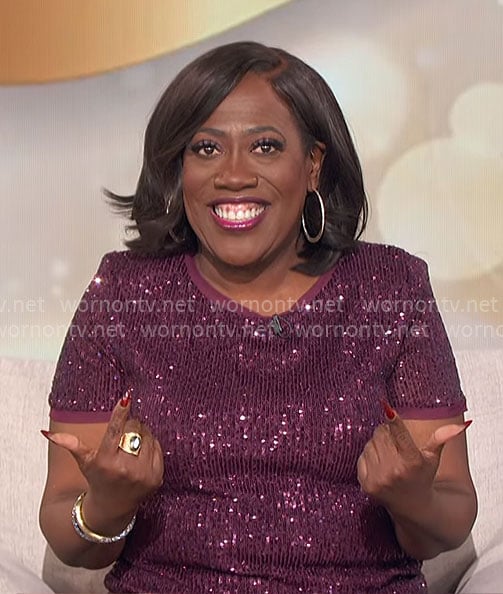 Sheryl's purple sequin top on The Talk