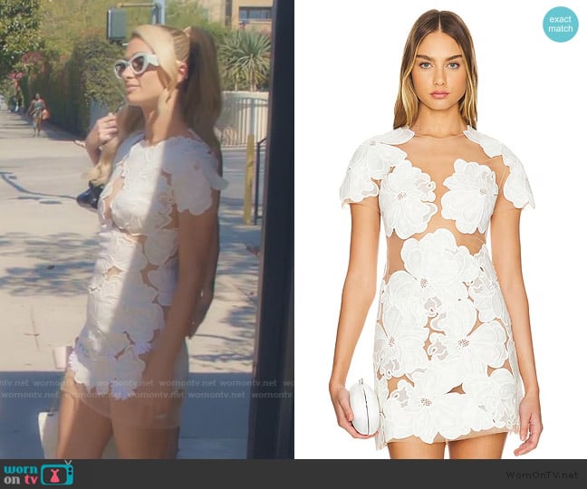 Paris’s white floral sheer mini dress on The Encore