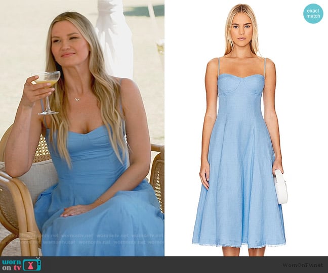 Simkhai Analise Bustier Midi Dress worn by Molly O’Connell on Southern Charm