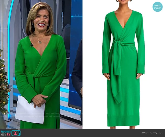 Simkhai Skyla Wrap Sweater Dress in Forest worn by Hoda Kotb on Today