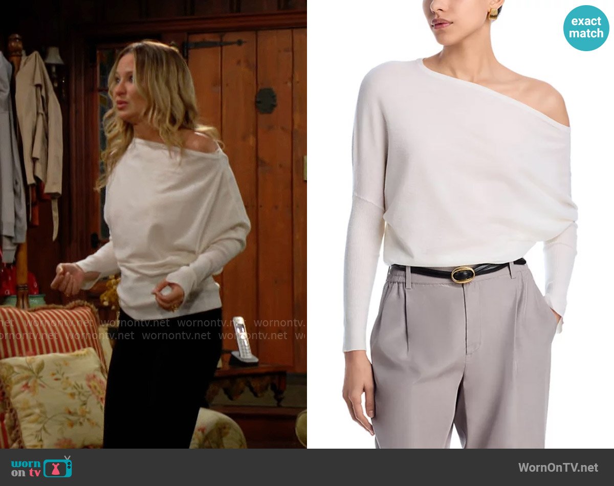 Simkhai Lavina Sweater in Ivory worn by Sharon Newman (Sharon Case) on The Young and the Restless