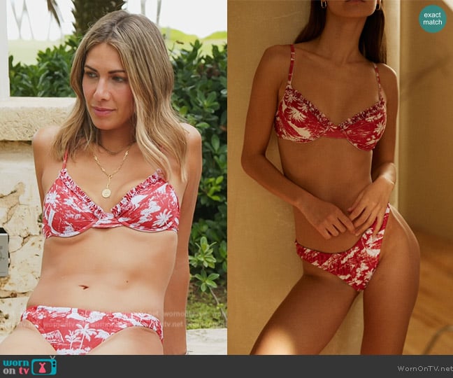 Sister Swim Bowe Top Ruffle in Vintage Tiki worn by Erin Lichy on The Real Housewives of New York City