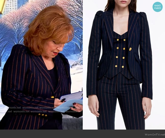 Smythe Stripe Puff Shoulder Blazer worn by Joy Behar on The View