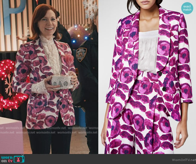 Smythe Dickens Shawl Collar Cropped-Sleeve Blazer worn by Elsbeth Tascioni (Carrie Preston) on Elsbeth