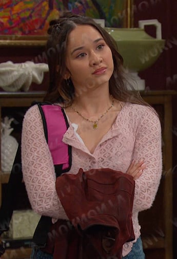 Sophia’s pink cardigan on Days of our Lives