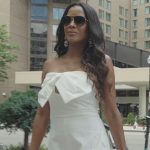 Stacey’s white tie front mini dress on The Real Housewives of Potomac