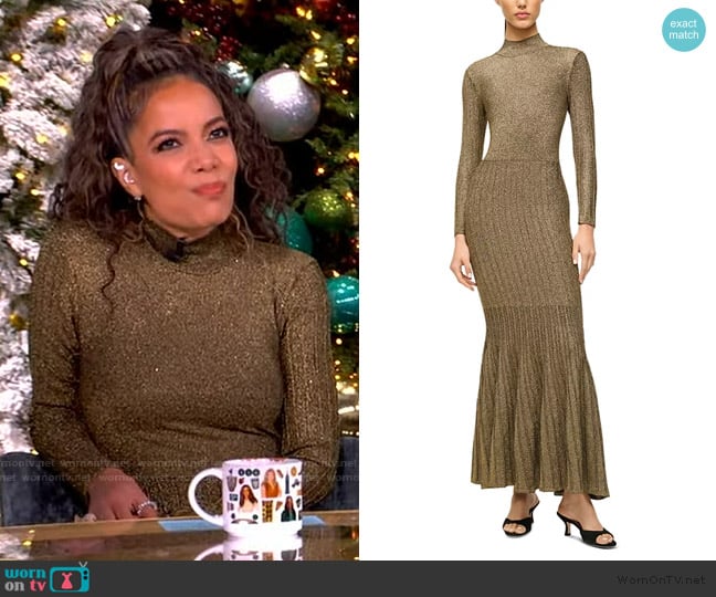 Staud Raquel lamé maxi dress worn by Sunny Hostin on The View