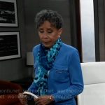 Stella’s blue knit jacket and pants set on General Hospital