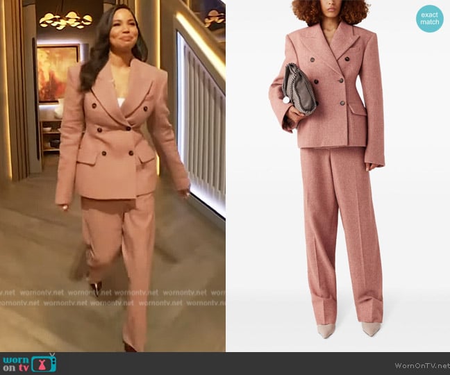 Stella McCartney Double-breasted moulded blazer worn by Jurnee Smollett on The Drew Barrymore Show