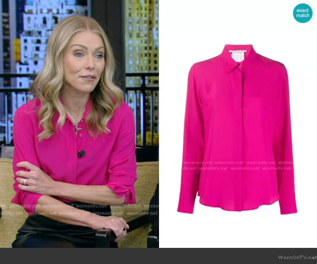 Stella McCartney Willow Silk Crepe de Chine Shirt worn by Kelly Ripa on Live with Kelly and Mark