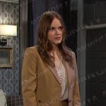 Stephanie’s camel blazer and pants on Days of our Lives