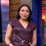 Stephanie’s brown v-neck leather top on Good Morning America