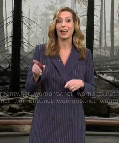 Stephanie Abrams' pinstripe blazer dress on CBS Mornings