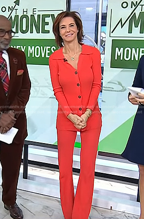 Stephanie Ruhle’s orange collared cardigan and pants on Today