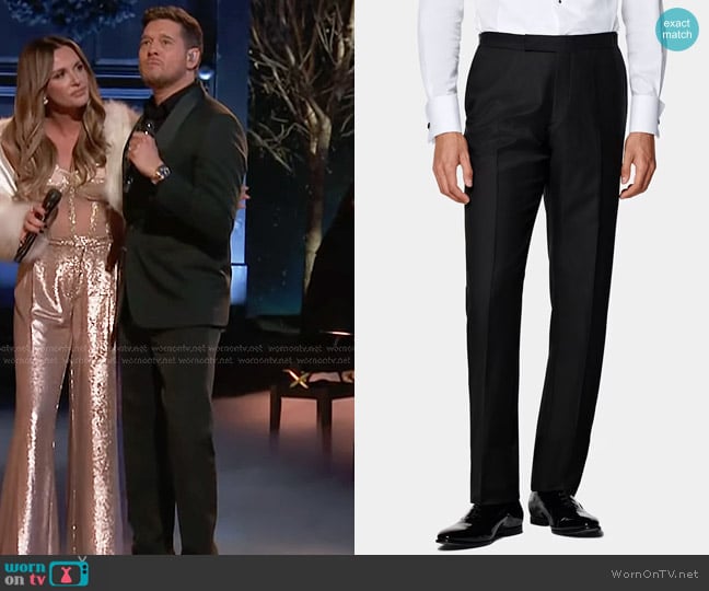 Suitsupply Slim Leg Straight Tuxedo Pants in Black worn by Michael Bublé on The Voice