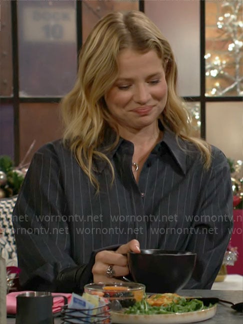 Summer’s pinstripe shirtdress on The Young and the Restless