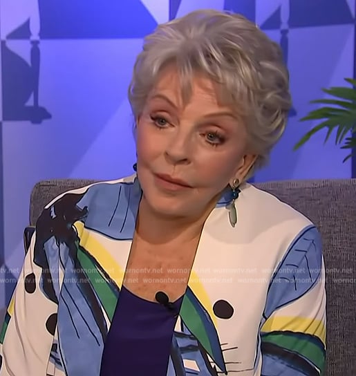 Susan Seaforth Hayes' printed kimono on Access Hollywood