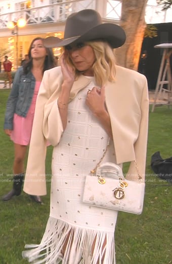 Sutton's white fringed dress on The Real Housewives of Beverly Hills