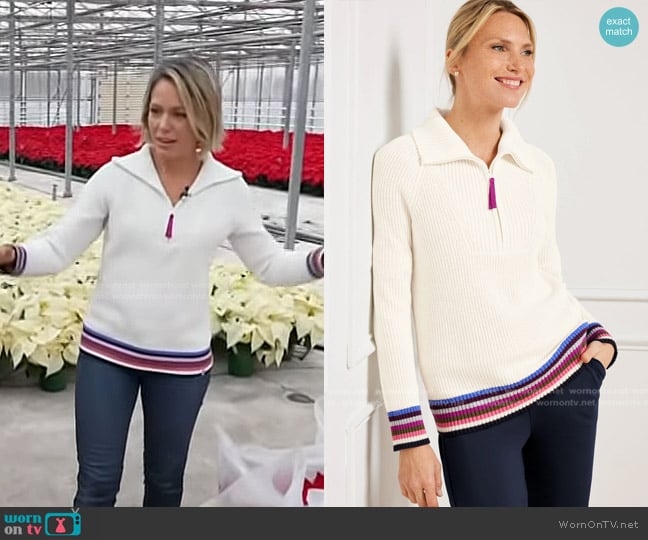 Talbots Coolmax Half-Zip Sweater in Multi Stripe worn by Dylan Dreyer on Today