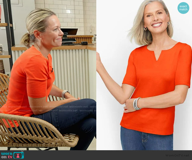 Talbots Split Neck Cotton Tee worn by Dylan Dreyer on Today