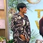 Tamron’s black printed shirtdress on Tamron Hall Show