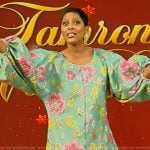 Tamron’s floral embroidered mini dress on Tamron Hall Show