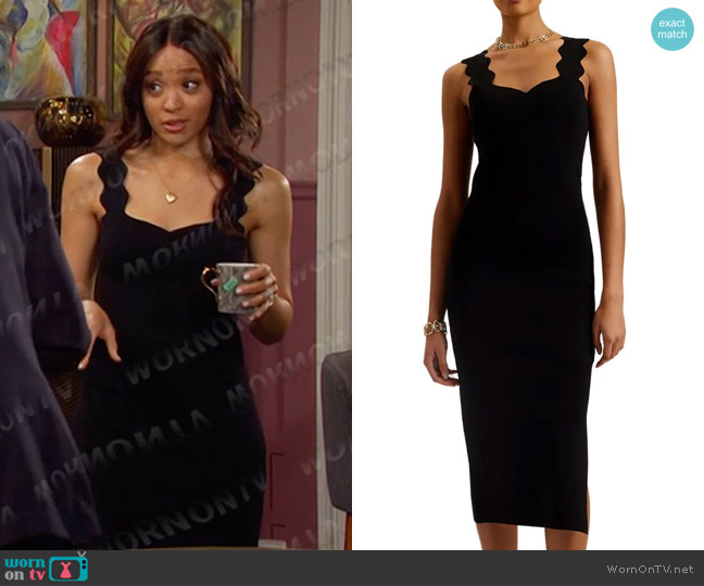 Ted Baker Sharmay Scallop Body-Con Midi Dress worn by Lani Price (Sal Stowers) on Days of our Lives