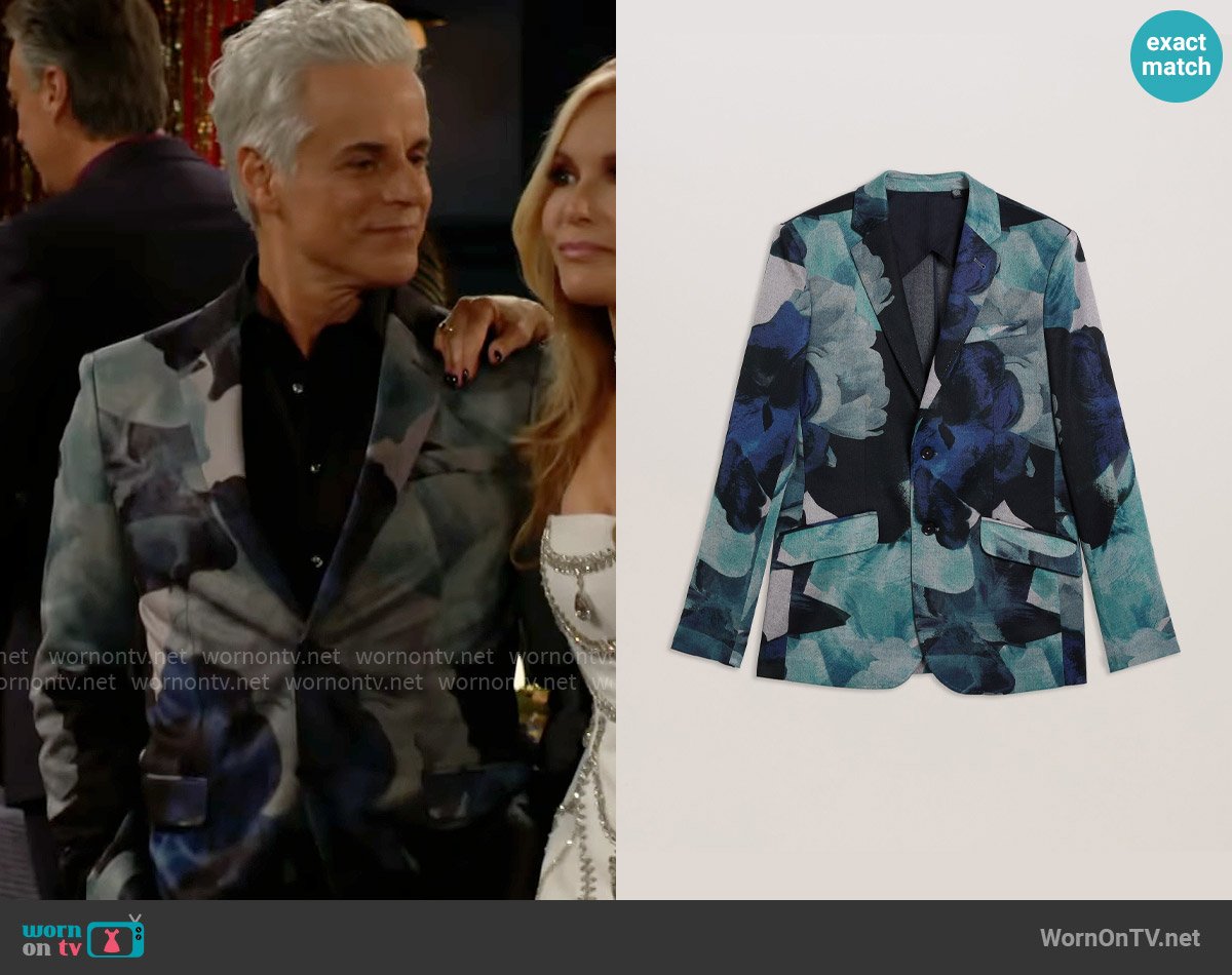 Ted Baker Walkerj Printed Floral Pique Jersey Blazer worn by Michael Baldwin (Christian LeBlanc) on The Young and the Restless