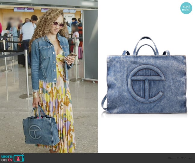 Telfar Large Denim Shopper - Blue worn by Ashley Darby on The Real Housewives of Potomac