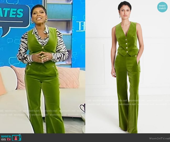 Temperley London Clove Velvet Waistcoat worn by Tamron Hall on Tamron Hall Show