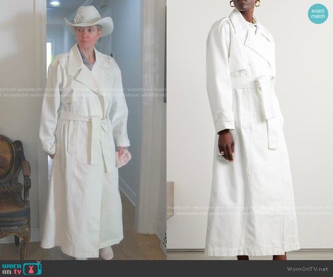 Erika’s white denim trench coat on The Real Housewives of Beverly Hills