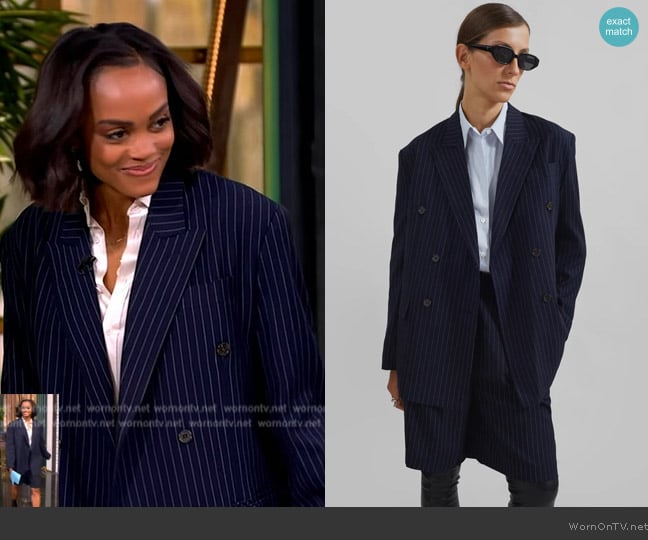 The Frankie Shop Sava Double Breasted Blazer worn by Rachel Lindsay on The View