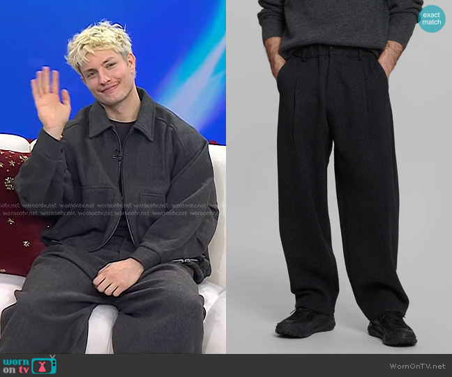 The Frankie Shop Felix Trousers in Charcoal worn by Matt Rife on Today