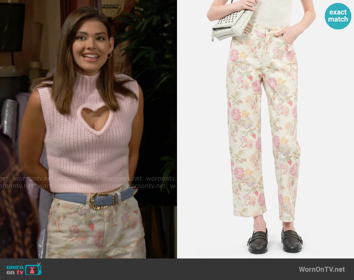 The Kooples Printed Boyfriend Jeans worn by Electra Forrester (Laneya Grace) on The Bold and the Beautiful