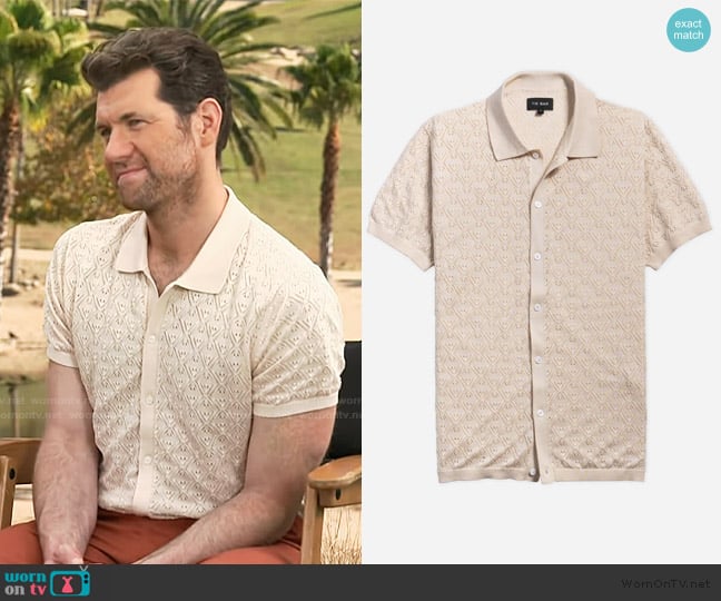 Billy Eichner’s pointelle knit polo on Access Hollywood