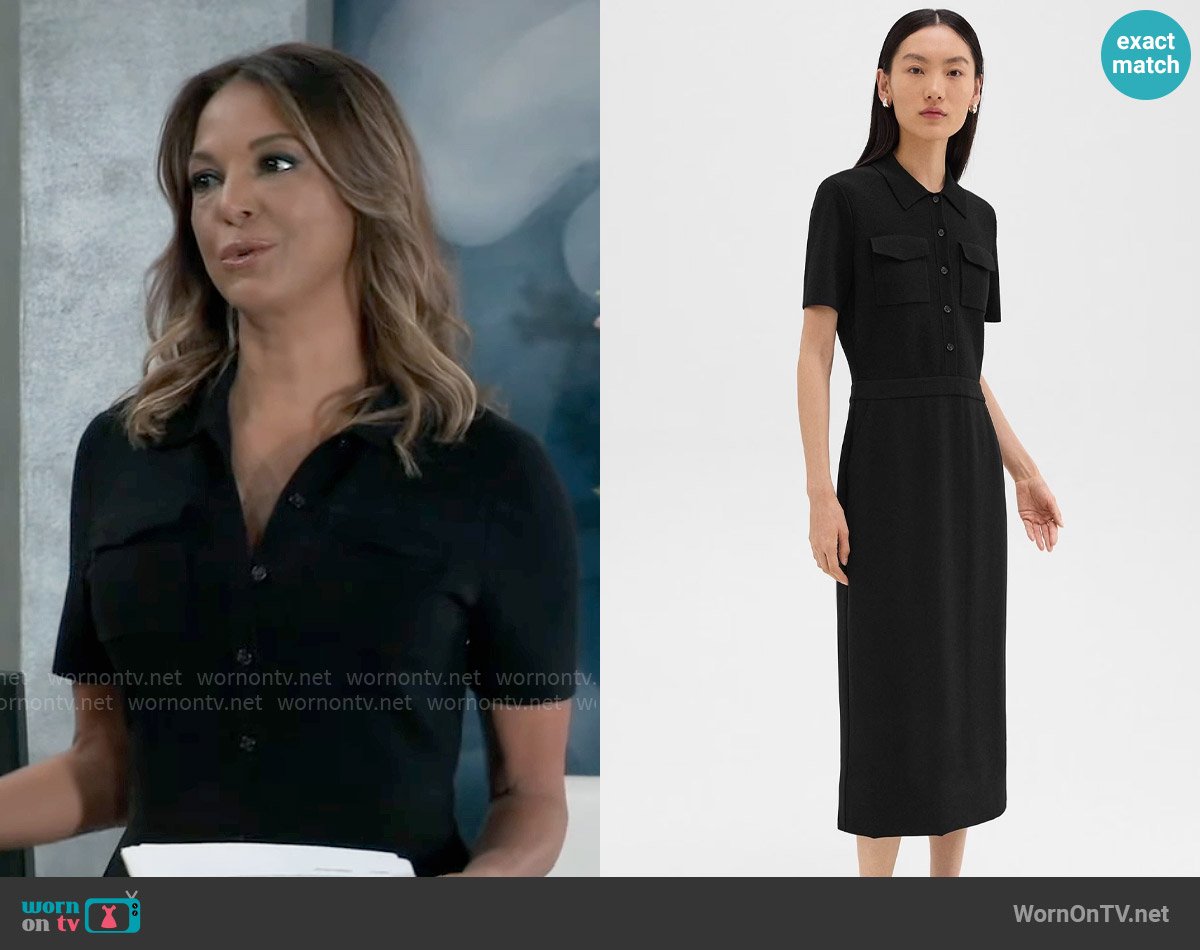 Theory Military Midi Dress in Admiral Crepe worn by Natalia (Eva LaRue) on General Hospital