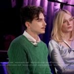 Timothée Chalame’s green cable knit sweater on Good Morning America