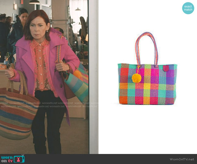 Elsbeth’s multicolor check tote on Elsbeth