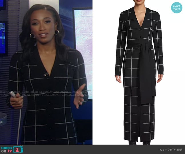 Toccin Jelena Windowpane Cardigan Dress worn by Brittany Bell on Good Morning America