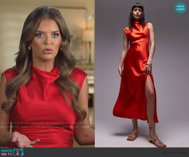 Salley’s red satin confessional dress on Southern Charm