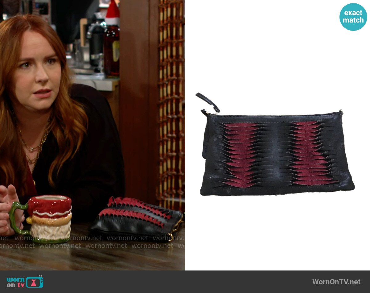 Topshop Suede Leather Crossbody Convertible Clutch Purse worn by Mariah Copeland (Camryn Grimes) on The Young and the Restless