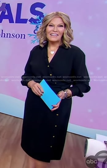 Tory's black asymmetric button shirtdress on Good Morning America