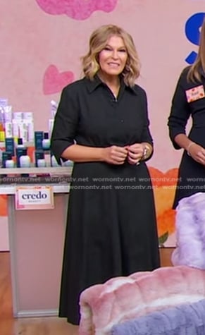 Tory's black poplin shirtdress on Good Morning America