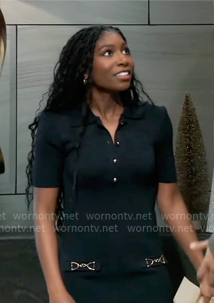 Trina's black mini polo collar dress on General Hospital