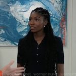 Trina’s black mini polo collar dress on General Hospital