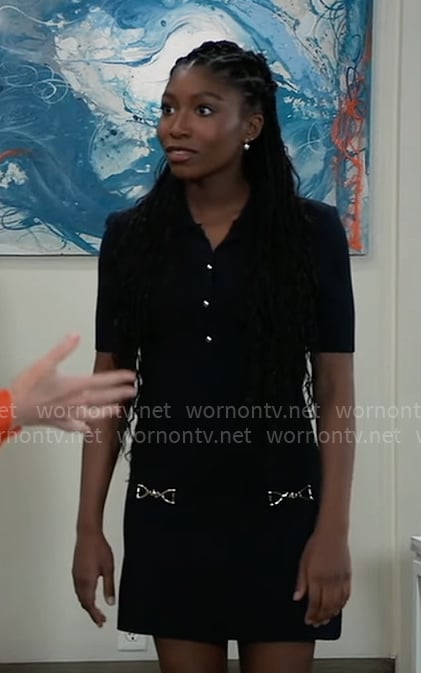 Trina's black mini polo collar dress on General Hospital