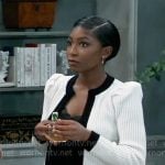 Trina’s white cardigan with black trims on General Hospital